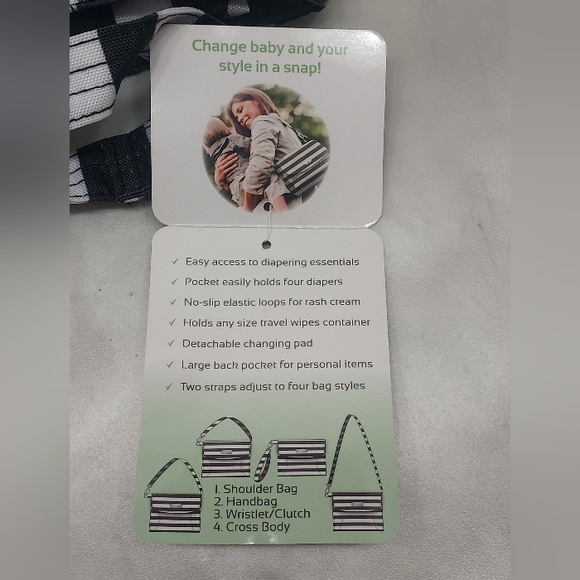 Lilly Bit Diaper Clutch. Black and white stripes - Picture 5 of 6